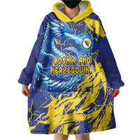 Custom Bosnia and Herzegovina Football Wearable Blanket Hoodie Zmajevi Mascot Sporty Style