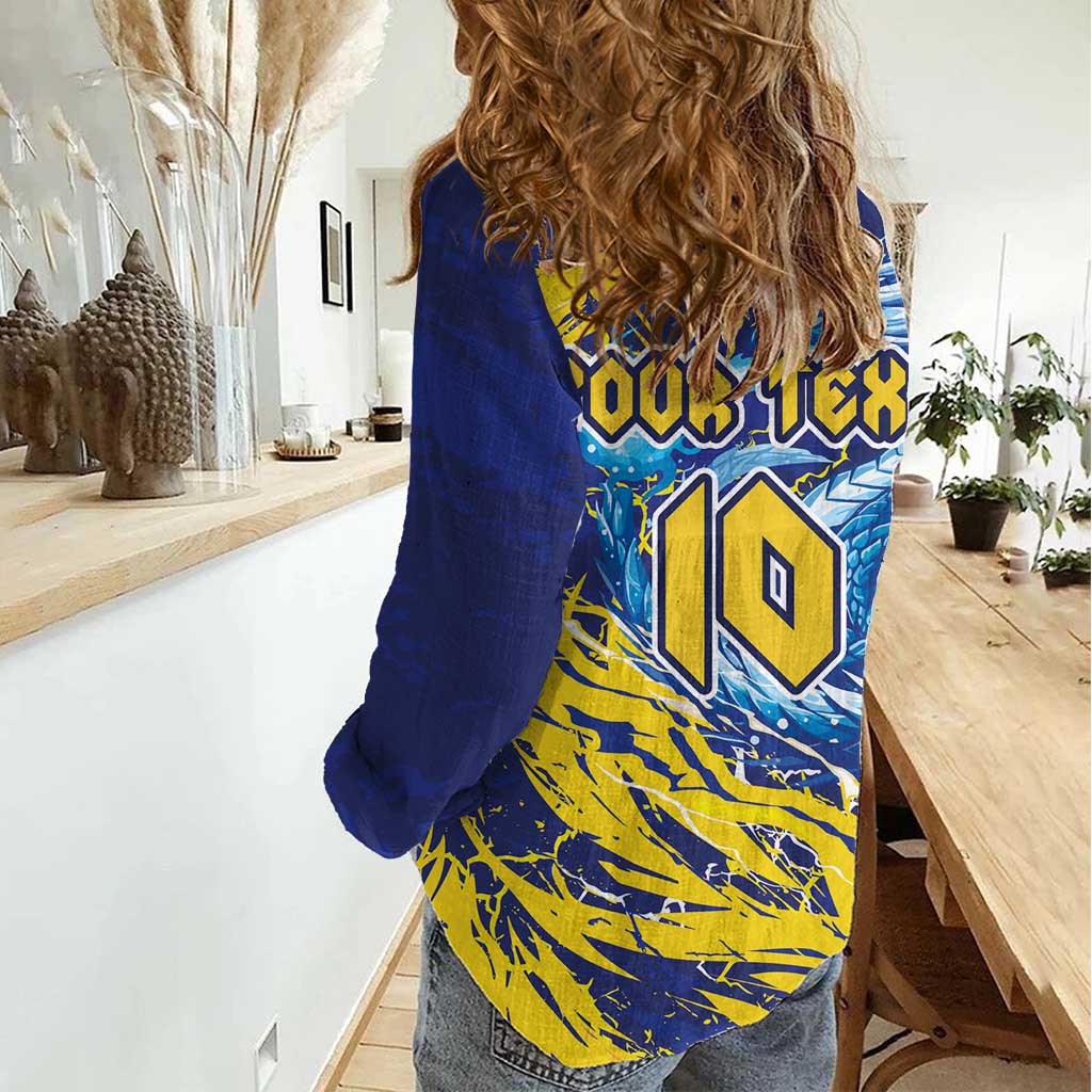 Custom Bosnia and Herzegovina Football Women Casual Shirt Zmajevi Mascot Sporty Style