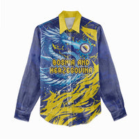 Custom Bosnia and Herzegovina Football Women Casual Shirt Zmajevi Mascot Sporty Style