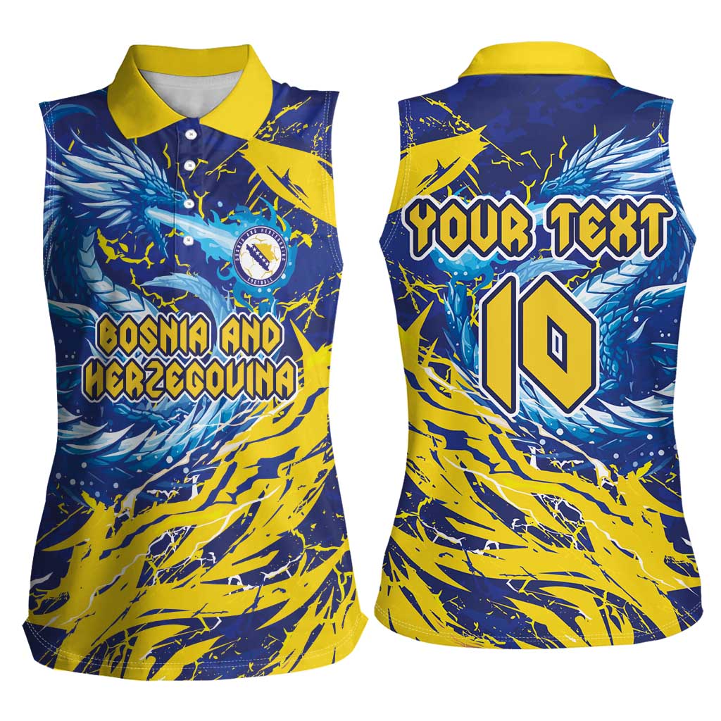 Custom Bosnia and Herzegovina Football Women Sleeveless Polo Shirt Zmajevi Mascot Sporty Style