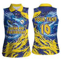 Custom Bosnia and Herzegovina Football Women Sleeveless Polo Shirt Zmajevi Mascot Sporty Style