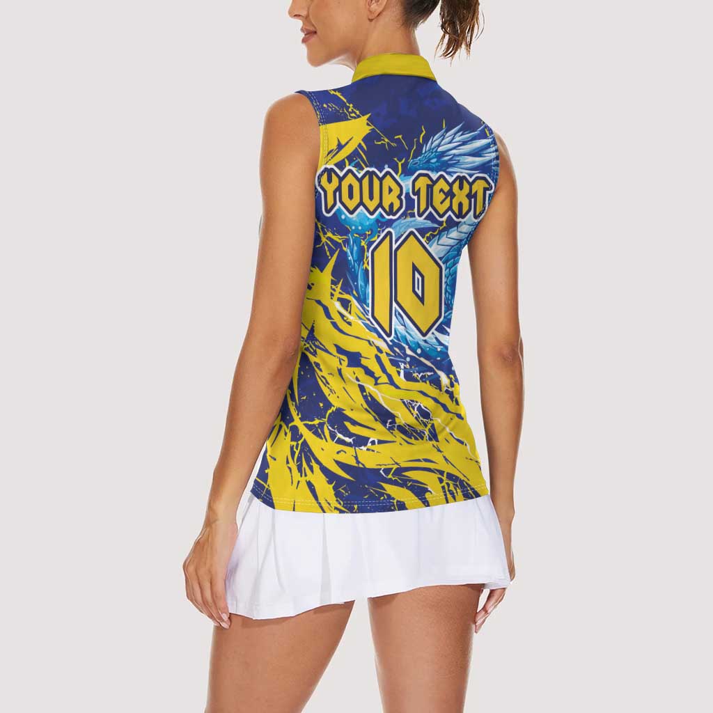 Custom Bosnia and Herzegovina Football Women Sleeveless Polo Shirt Zmajevi Mascot Sporty Style