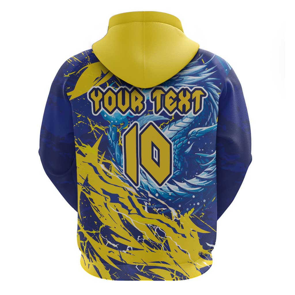 Custom Bosnia and Herzegovina Football Zip Hoodie Zmajevi Mascot Sporty Style