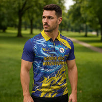 Custom Bosnia and Herzegovina Football Zipper Polo Shirt Zmajevi Mascot Sporty Style