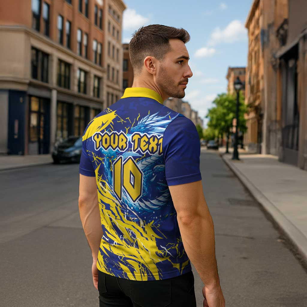 Custom Bosnia and Herzegovina Football Zipper Polo Shirt Zmajevi Mascot Sporty Style