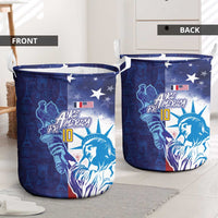 Custom France America Soccer Laundry Basket Dual Heritage Liberty Rooster