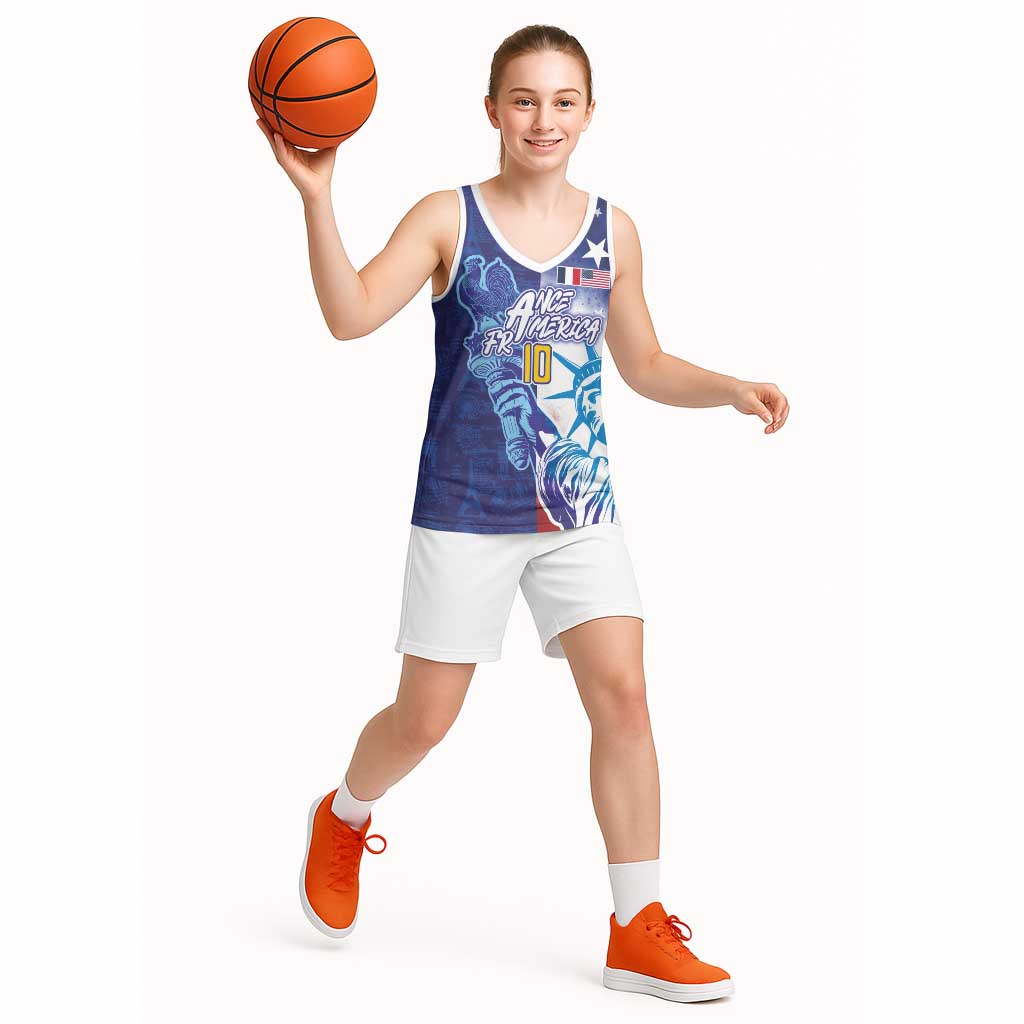 Custom France America Soccer Basketball Jersey Dual Heritage Liberty Rooster