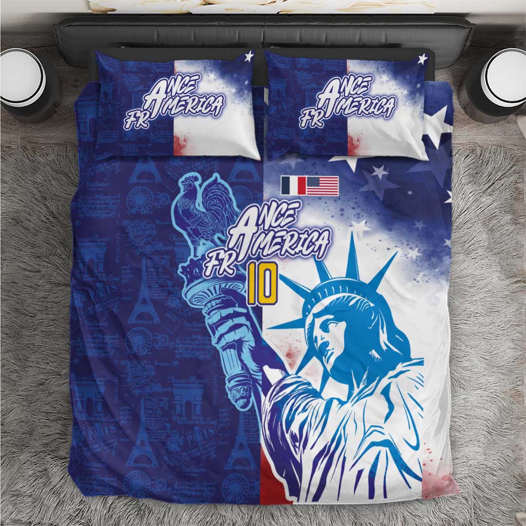 Custom France America Soccer Bedding Set Dual Heritage Liberty Rooster