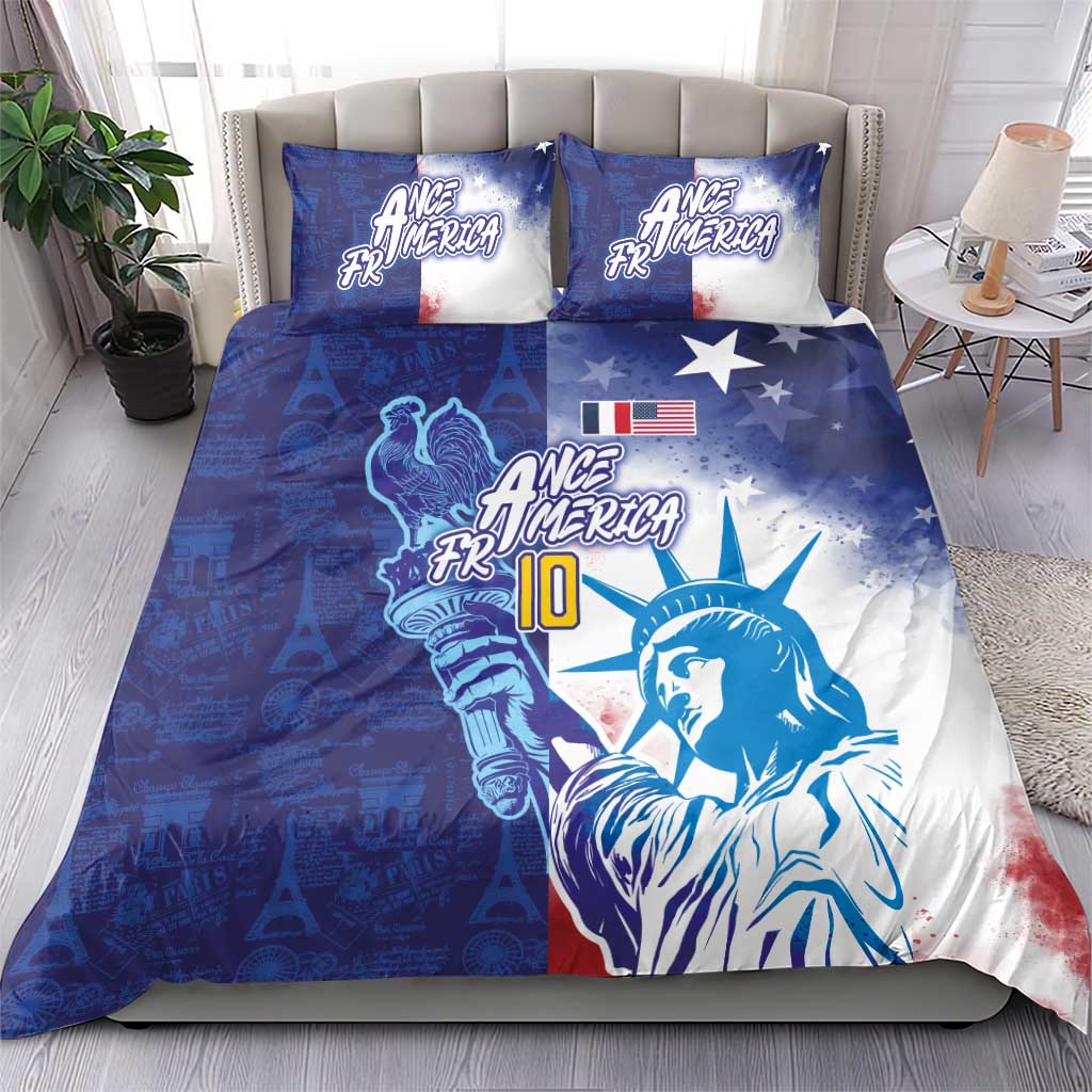 Custom France America Soccer Bedding Set Dual Heritage Liberty Rooster