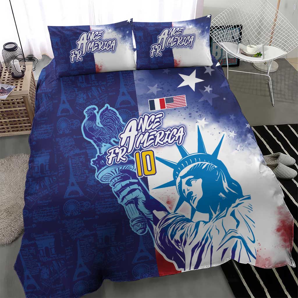 Custom France America Soccer Bedding Set Dual Heritage Liberty Rooster