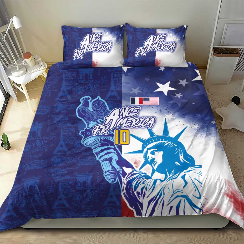 Custom France America Soccer Bedding Set Dual Heritage Liberty Rooster