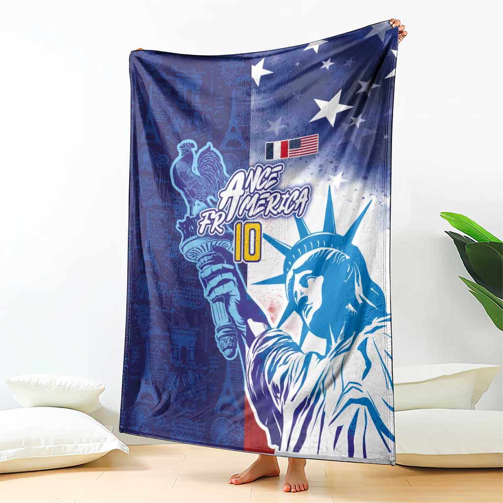 Custom France America Soccer Blanket Dual Heritage Liberty Rooster