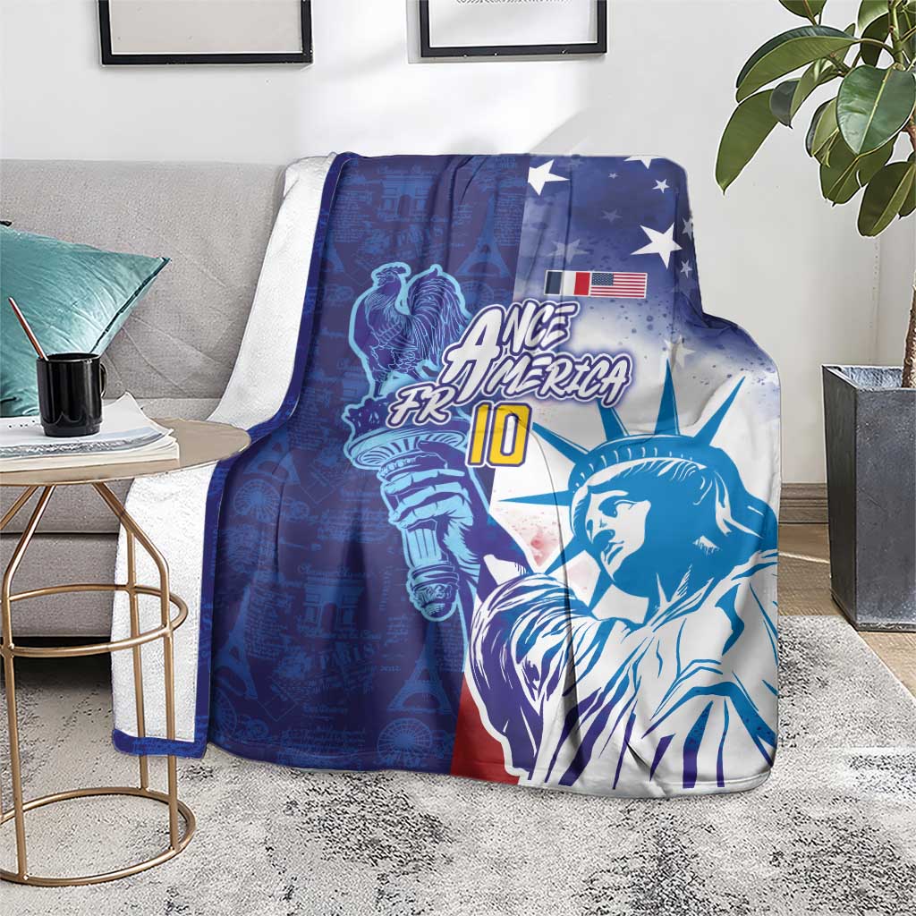 Custom France America Soccer Blanket Dual Heritage Liberty Rooster