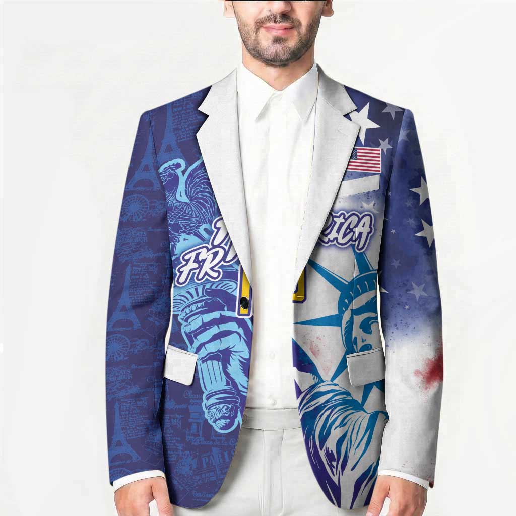 Custom France America Soccer Blazer Dual Heritage Liberty Rooster