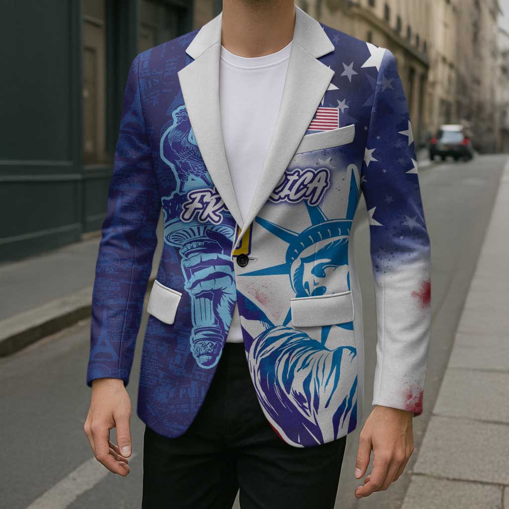 Custom France America Soccer Blazer Dual Heritage Liberty Rooster