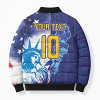 Custom France America Soccer Bomber Puffer Jacket Dual Heritage Liberty Rooster
