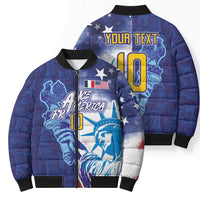 Custom France America Soccer Bomber Puffer Jacket Dual Heritage Liberty Rooster