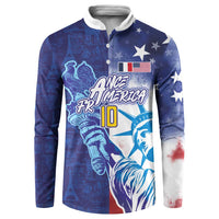 Custom France America Soccer Button Sweatshirt Dual Heritage Liberty Rooster