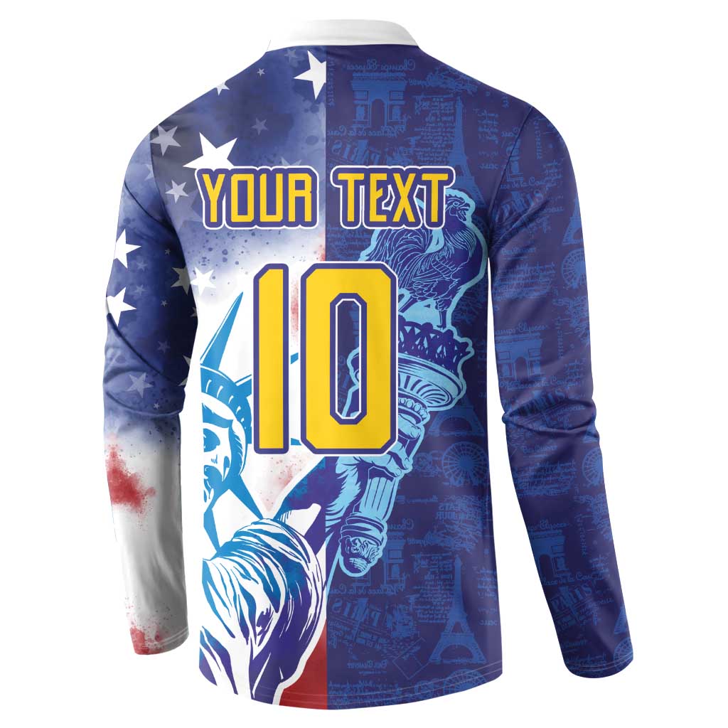 Custom France America Soccer Button Sweatshirt Dual Heritage Liberty Rooster
