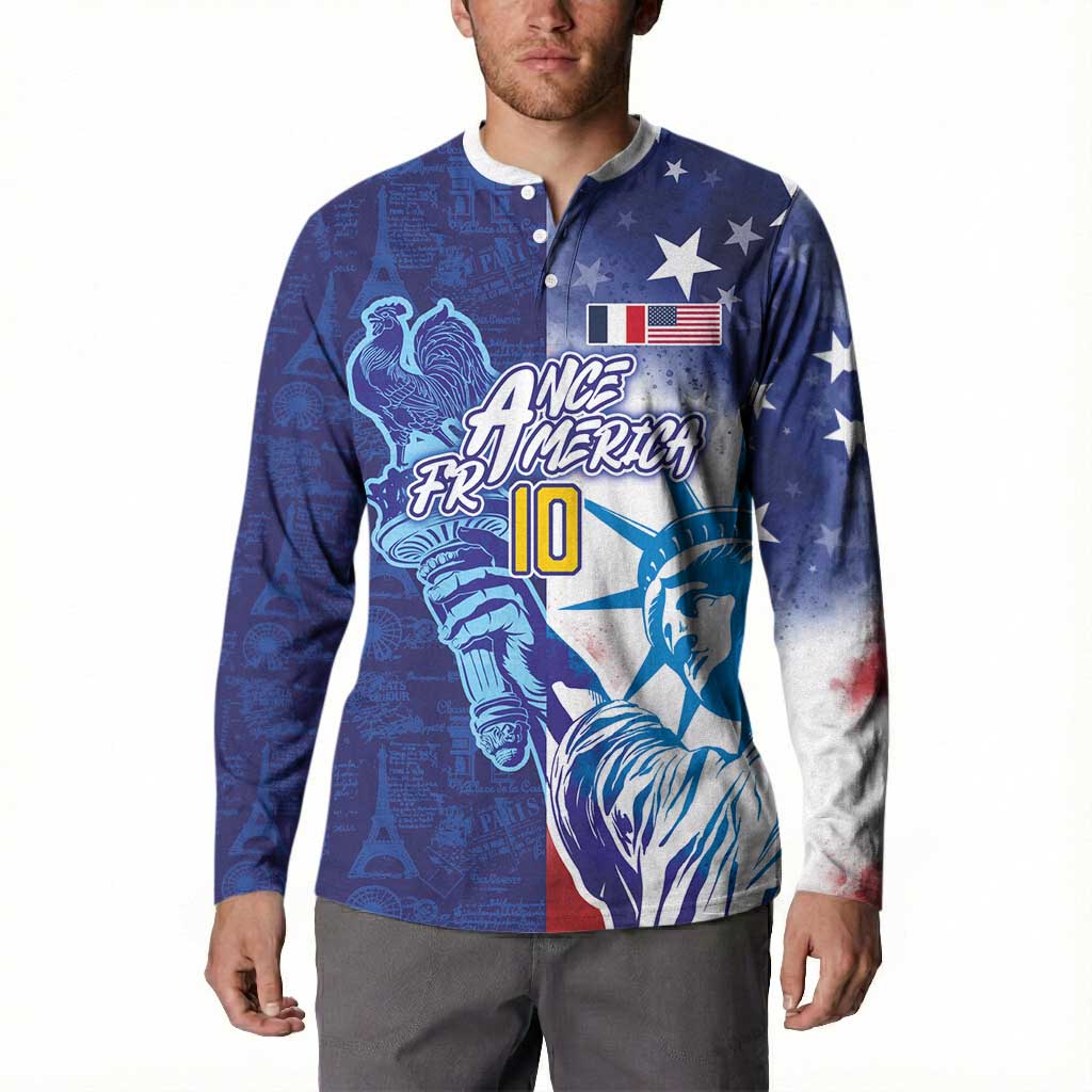 Custom France America Soccer Button Sweatshirt Dual Heritage Liberty Rooster
