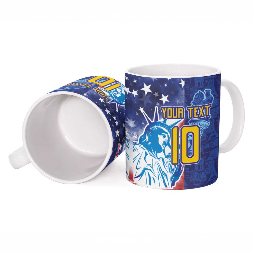 Custom France America Soccer Ceramic Mug Dual Heritage Liberty Rooster