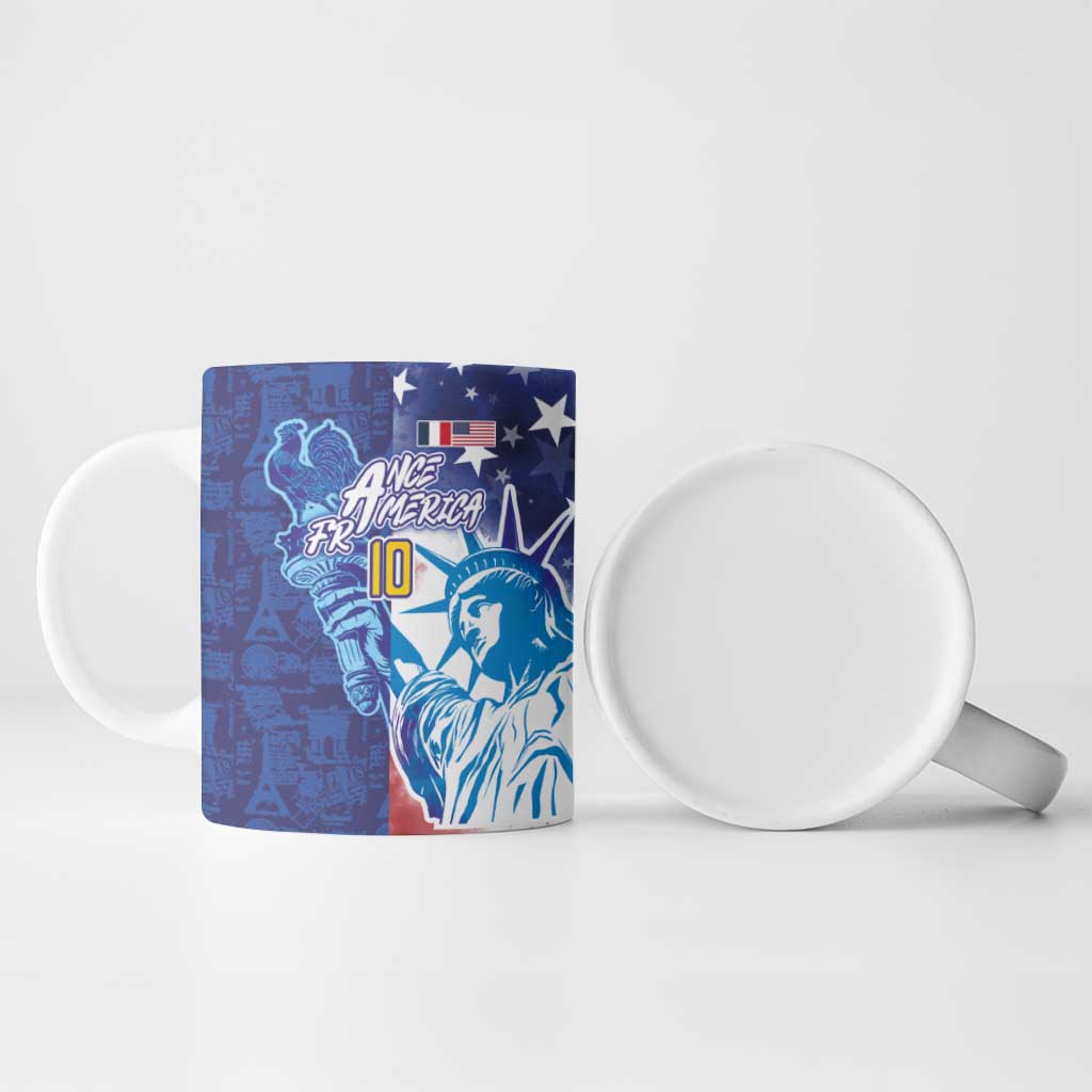 Custom France America Soccer Ceramic Mug Dual Heritage Liberty Rooster