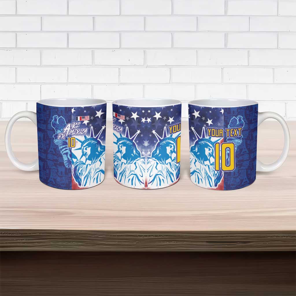 Custom France America Soccer Ceramic Mug Dual Heritage Liberty Rooster