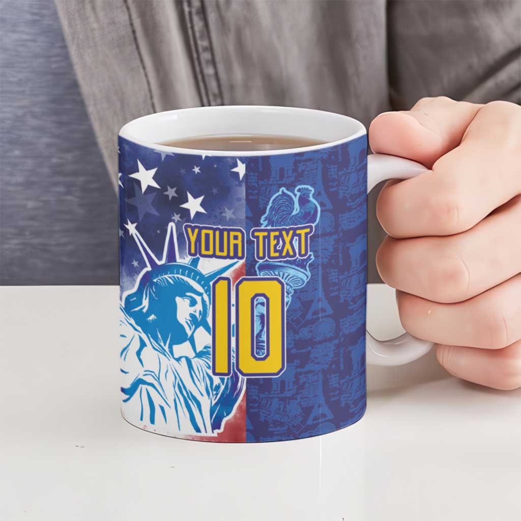 Custom France America Soccer Ceramic Mug Dual Heritage Liberty Rooster