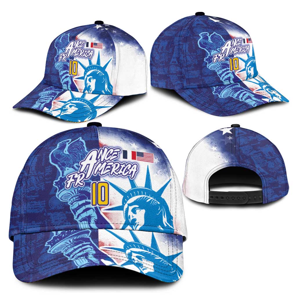Custom Number France and America Football Classic Cap Dual Heritage Liberty Rooster