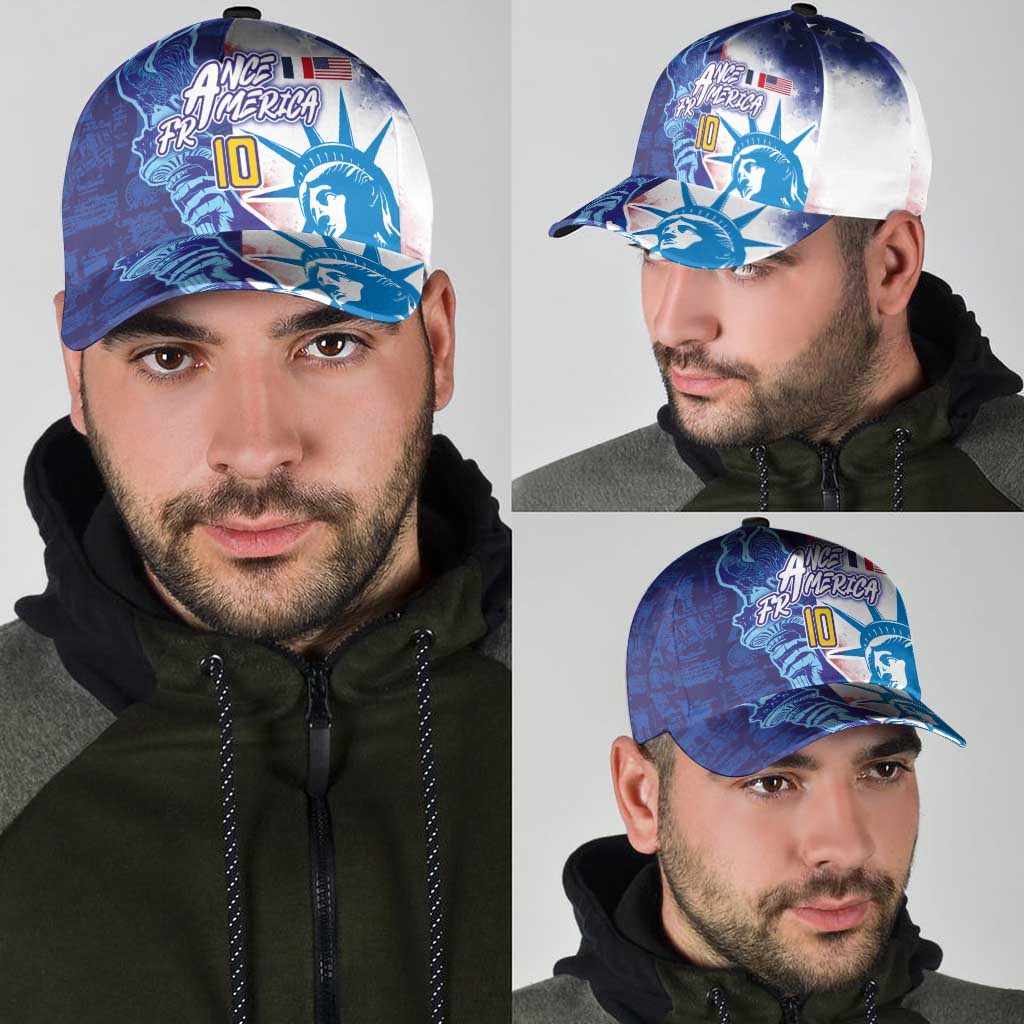 Custom Number France and America Football Classic Cap Dual Heritage Liberty Rooster
