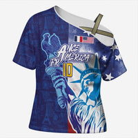 Custom France America Soccer Cross Shoulder Shirt Dual Heritage Liberty Rooster