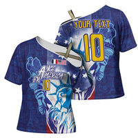 Custom France America Soccer Cross Shoulder Shirt Dual Heritage Liberty Rooster