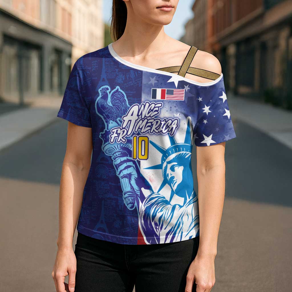 Custom France America Soccer Cross Shoulder Shirt Dual Heritage Liberty Rooster