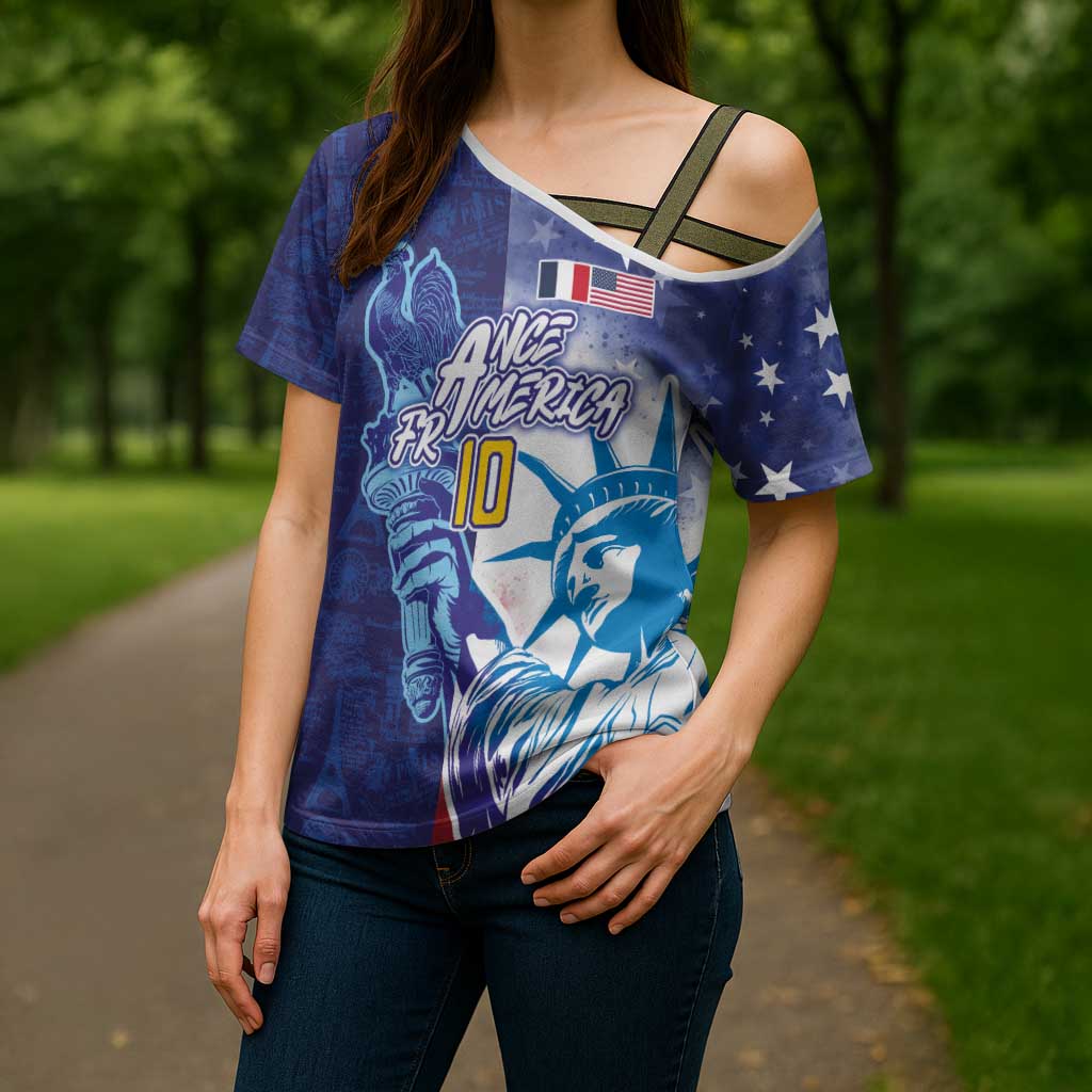 Custom France America Soccer Cross Shoulder Shirt Dual Heritage Liberty Rooster