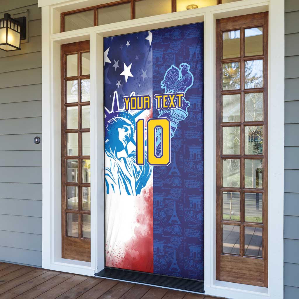 Custom France America Soccer Door Cover Dual Heritage Liberty Rooster