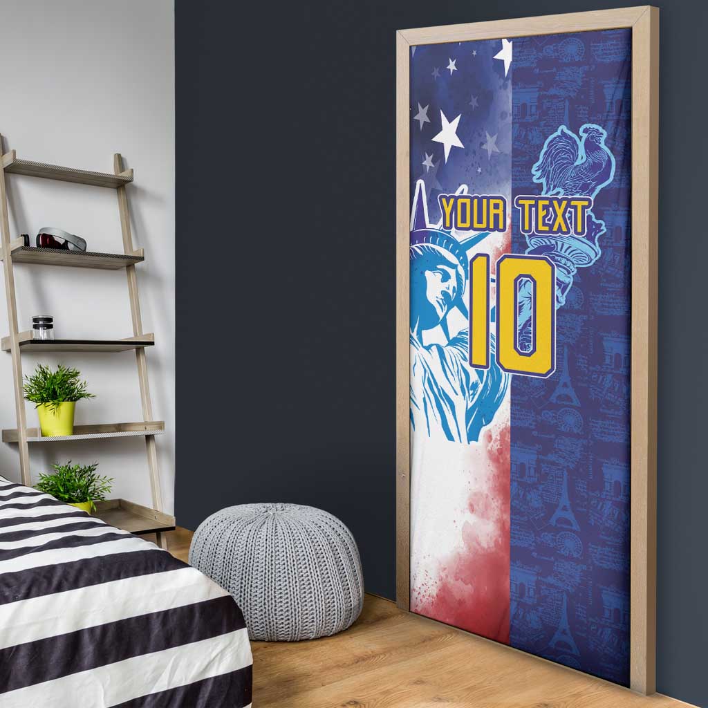 Custom France America Soccer Door Cover Dual Heritage Liberty Rooster
