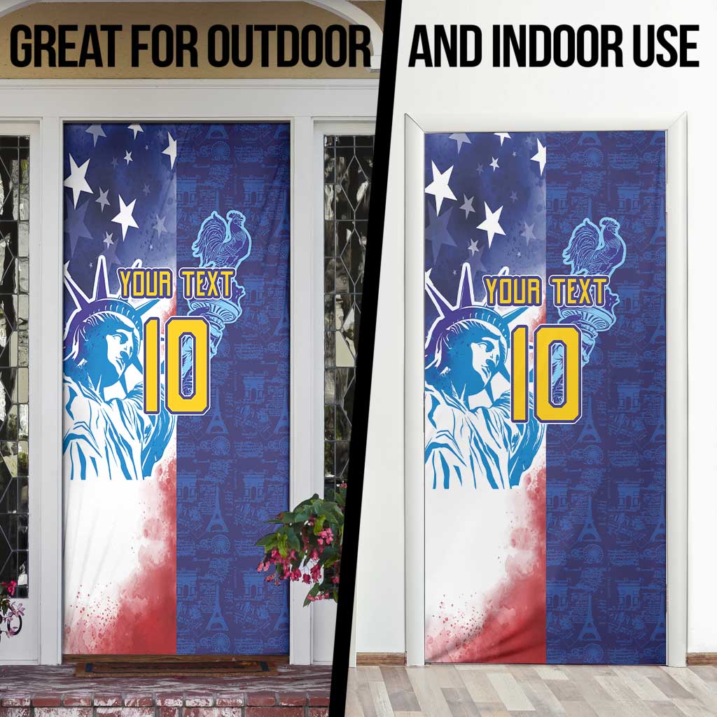Custom France America Soccer Door Cover Dual Heritage Liberty Rooster