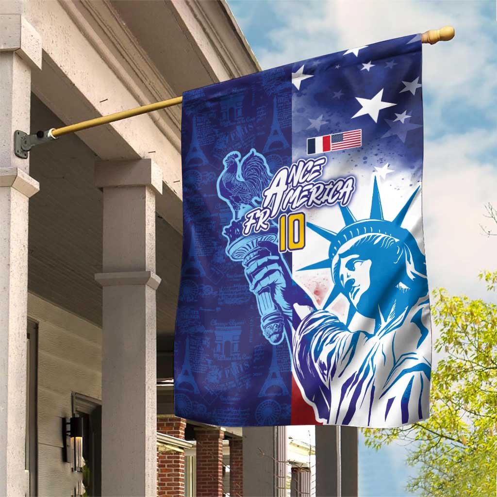 Custom France America Soccer Garden Flag Dual Heritage Liberty Rooster