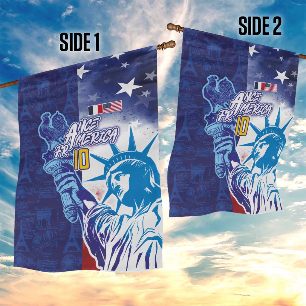Custom France America Soccer Garden Flag Dual Heritage Liberty Rooster