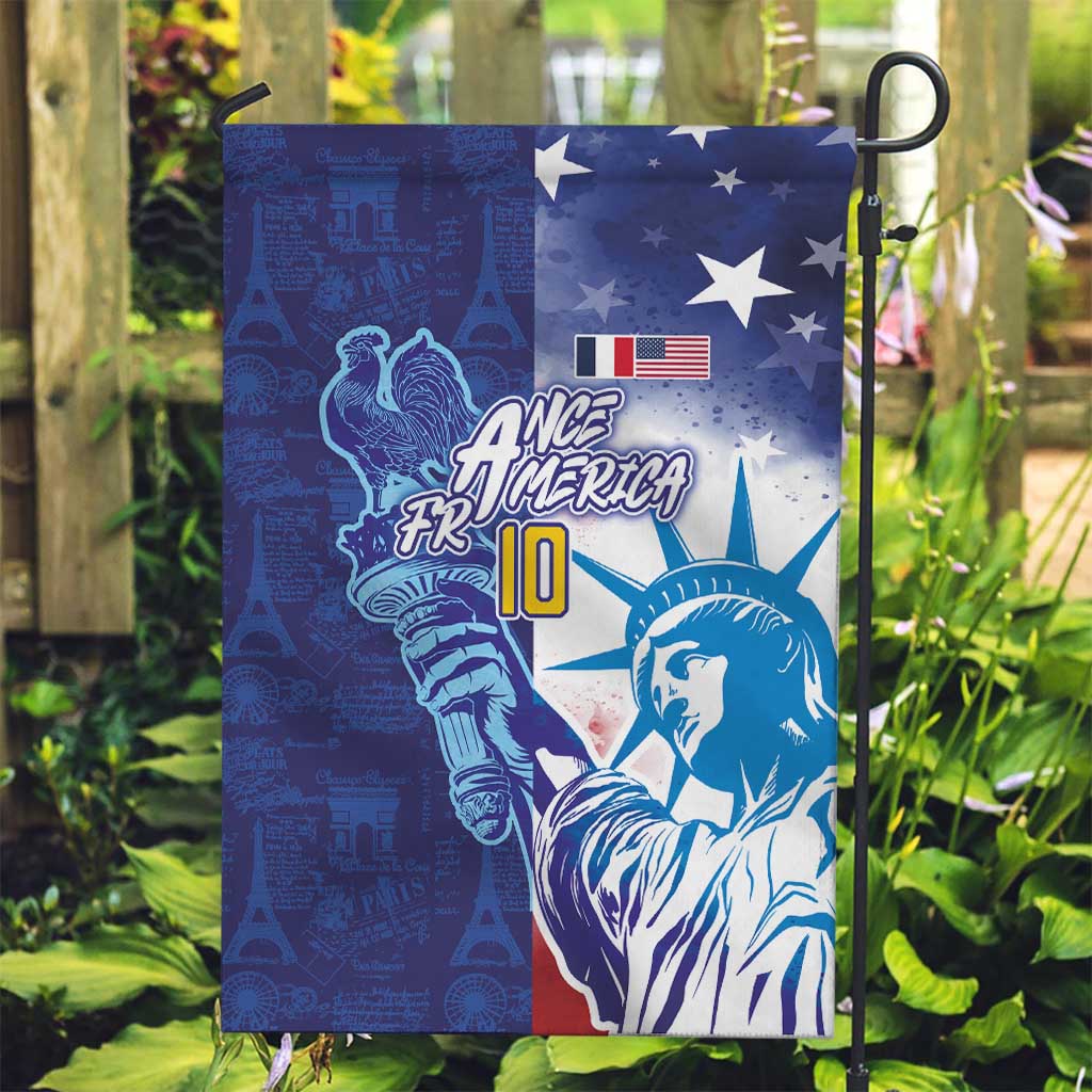 Custom France America Soccer Garden Flag Dual Heritage Liberty Rooster