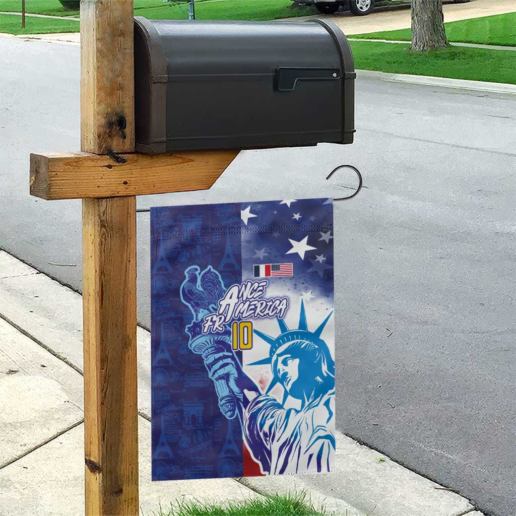 Custom France America Soccer Garden Flag Dual Heritage Liberty Rooster