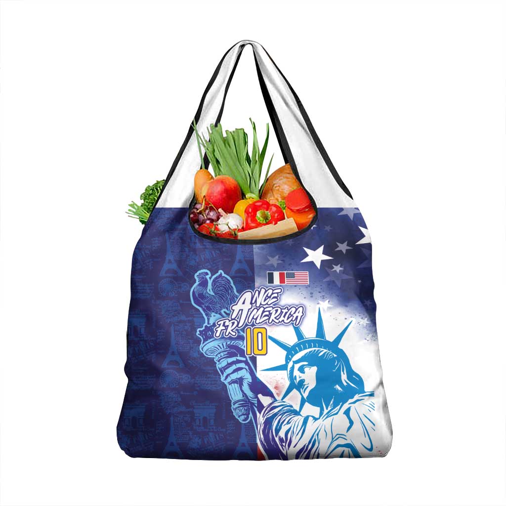 Custom France America Soccer Grocery Bag Dual Heritage Liberty Rooster
