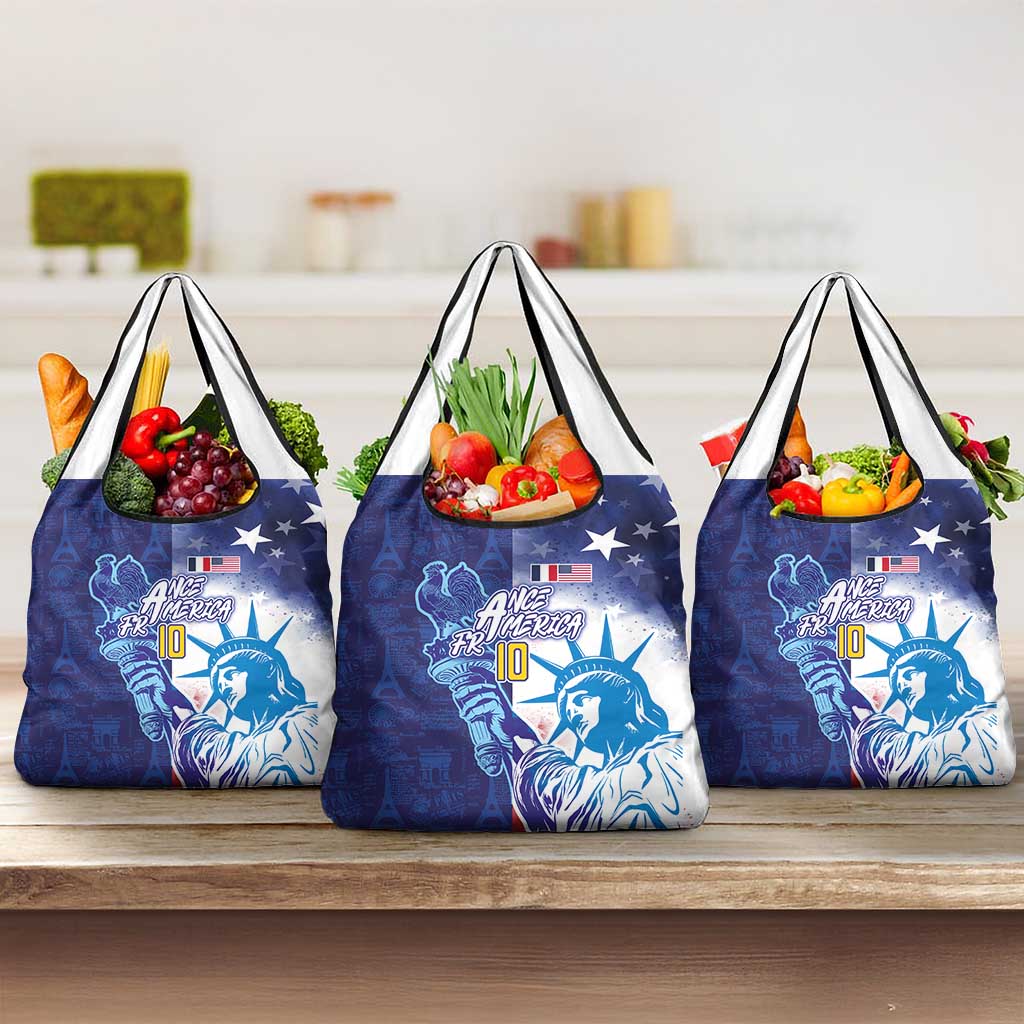 Custom France America Soccer Grocery Bag Dual Heritage Liberty Rooster
