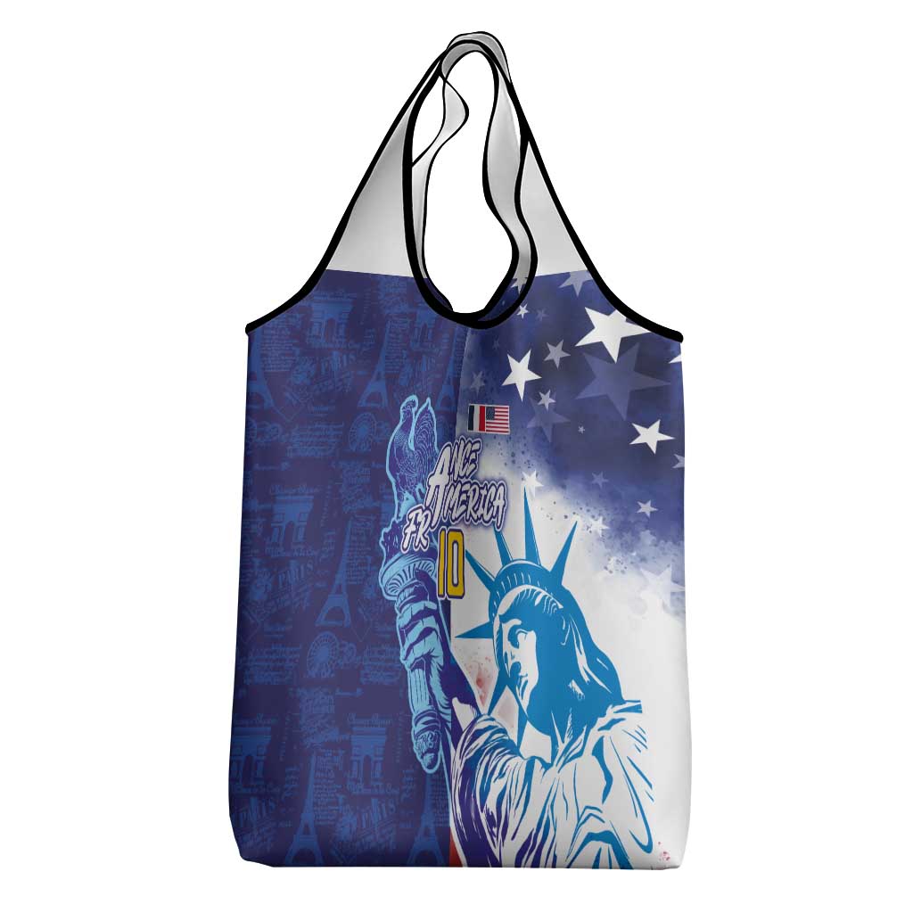 Custom France America Soccer Grocery Bag Dual Heritage Liberty Rooster