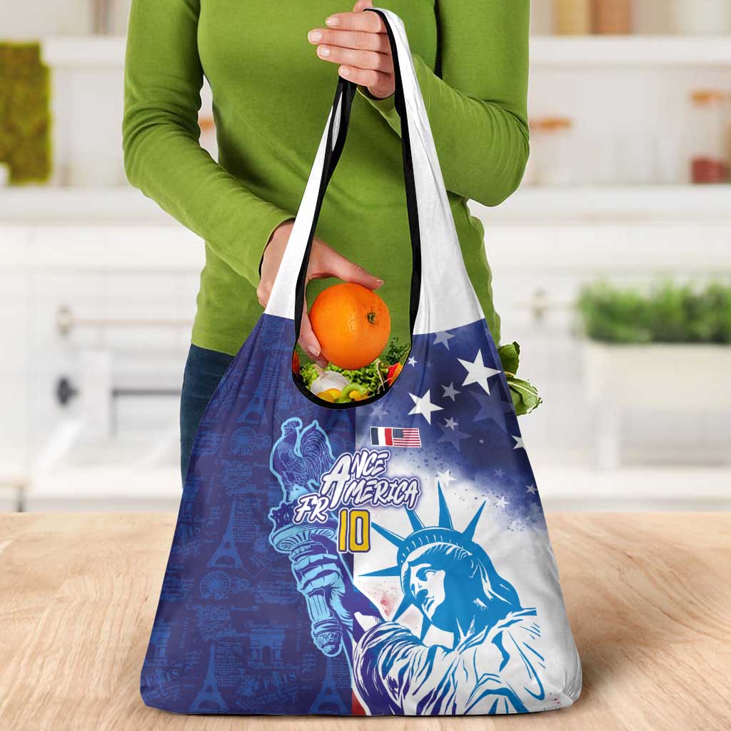 Custom France America Soccer Grocery Bag Dual Heritage Liberty Rooster