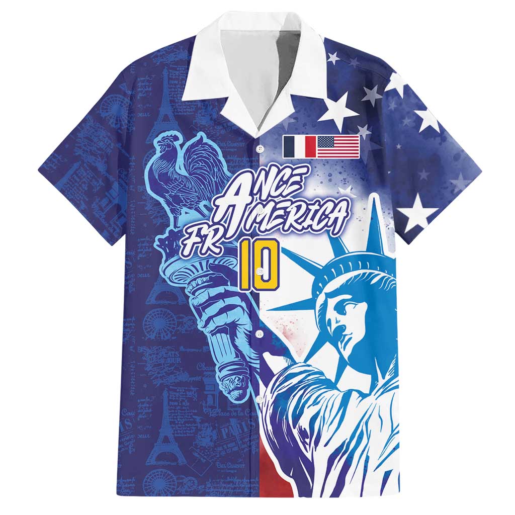 Custom France America Soccer Hawaiian Shirt Dual Heritage Liberty Rooster