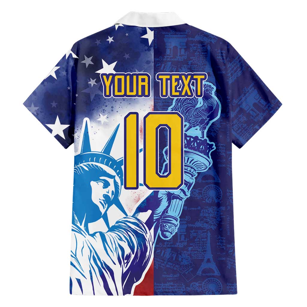 Custom France America Soccer Hawaiian Shirt Dual Heritage Liberty Rooster
