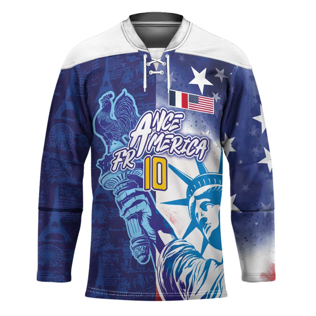 Custom France America Soccer Hockey Jersey Dual Heritage Liberty Rooster