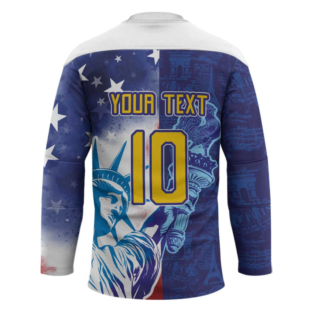 Custom France America Soccer Hockey Jersey Dual Heritage Liberty Rooster