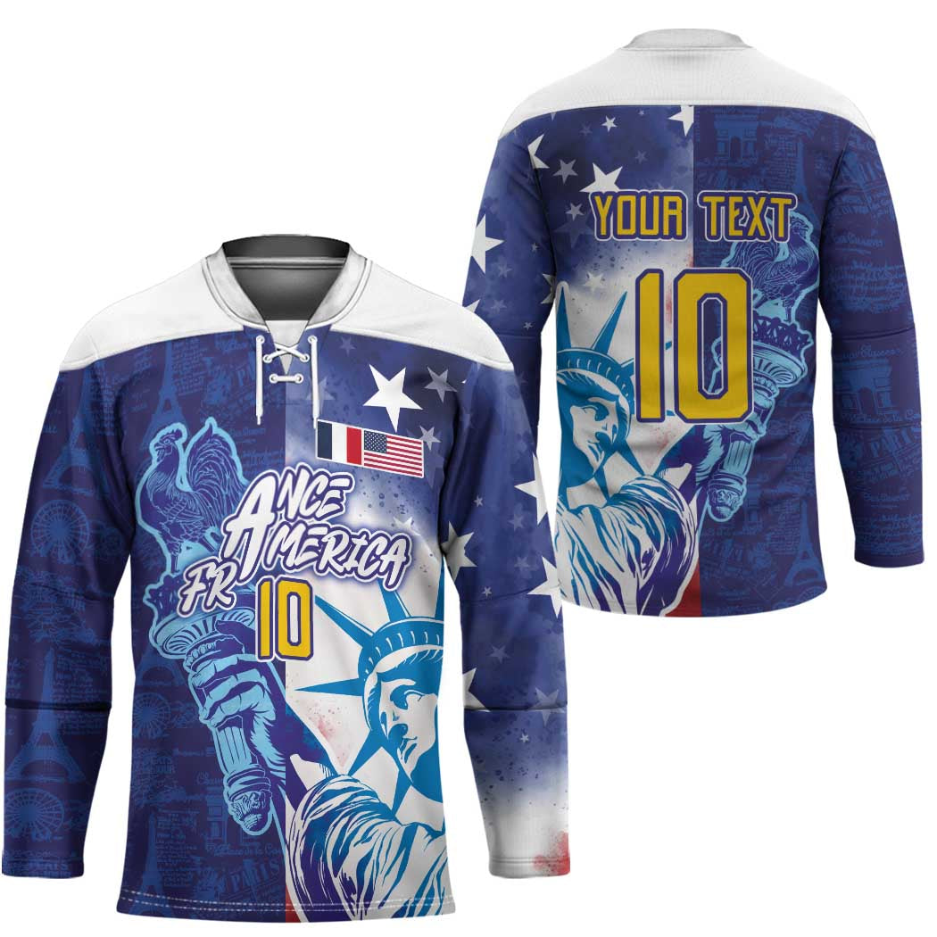 Custom France America Soccer Hockey Jersey Dual Heritage Liberty Rooster